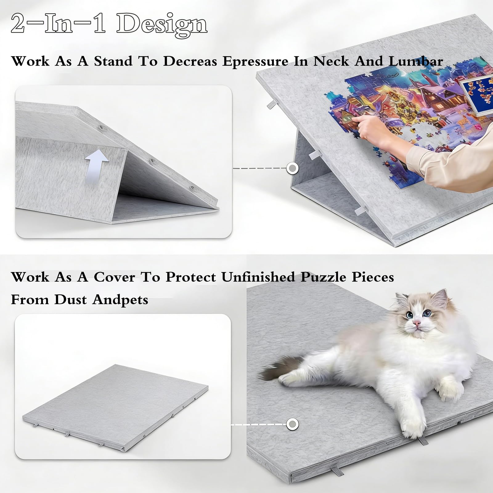 Planche De Puzzle Portable en Feutre,Table De Puzzle avec Rangement,Plateau De Puzzle Inclinable 2 en 1,Planche Puzzle Pliable,avec 6 Tiroirs CatéGoriséS,pour Jusqu'à 2000 PièCes