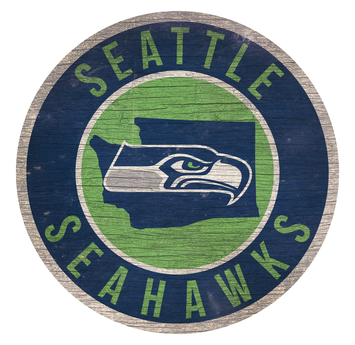 Fan Creations Seattle Seahawks Holzschild, 30,5 cm, rundes Staatsdesign