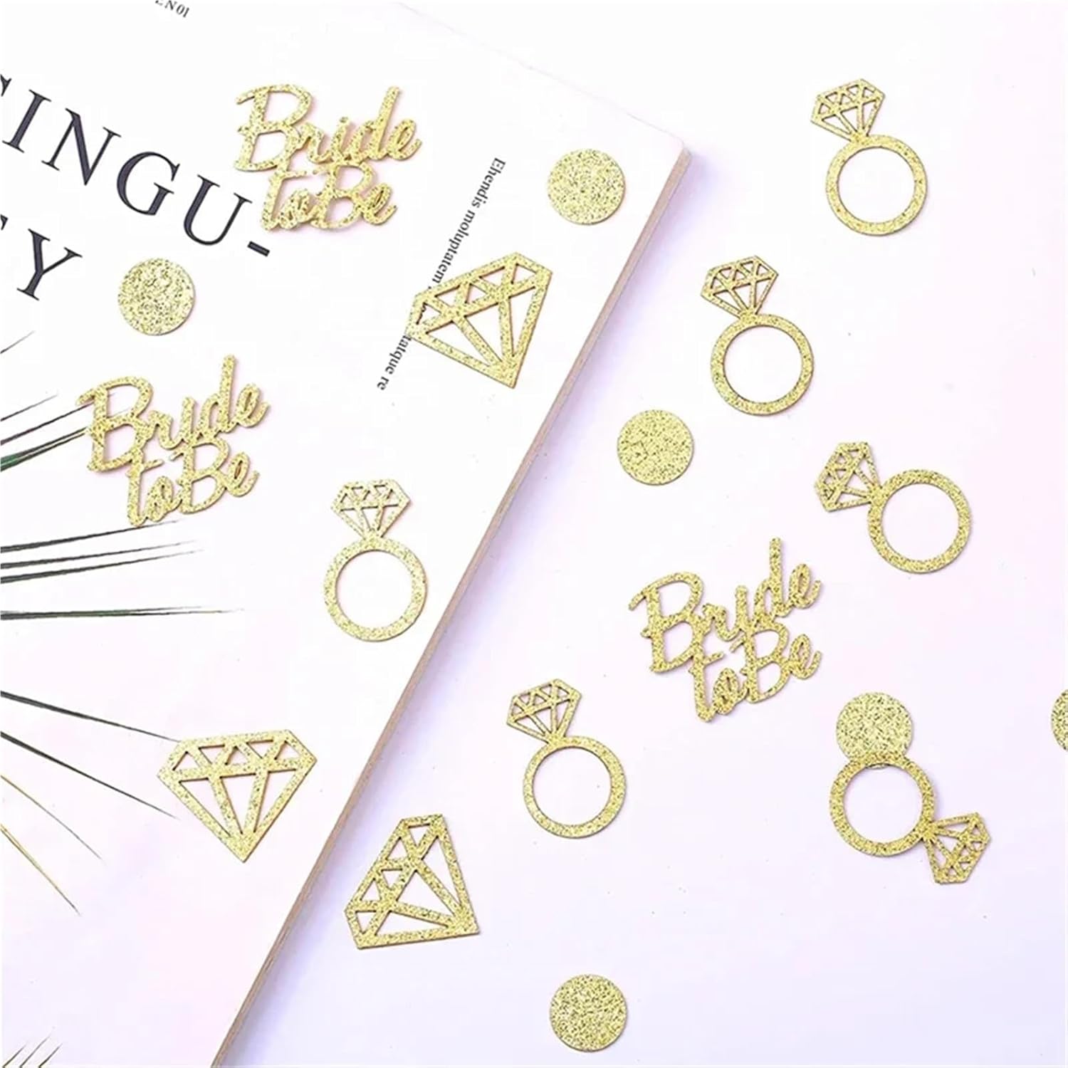Table Confetti 500 Pcs Rose Gold Bride To Be Diamond Ring Heart Willy Paper Confetti Hen Night Bachelorette Party Wedding Decoration Supplies(Rose gold)