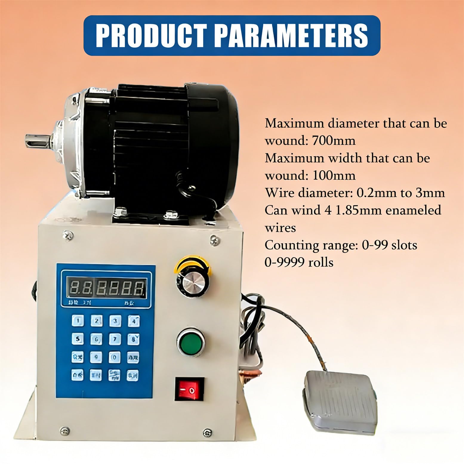 Avvolgitrice automatica con contatore digitale, controllo della velocità regolabile, 4 fili contemporaneamente, produzione ad alta efficienza, potenza 500W