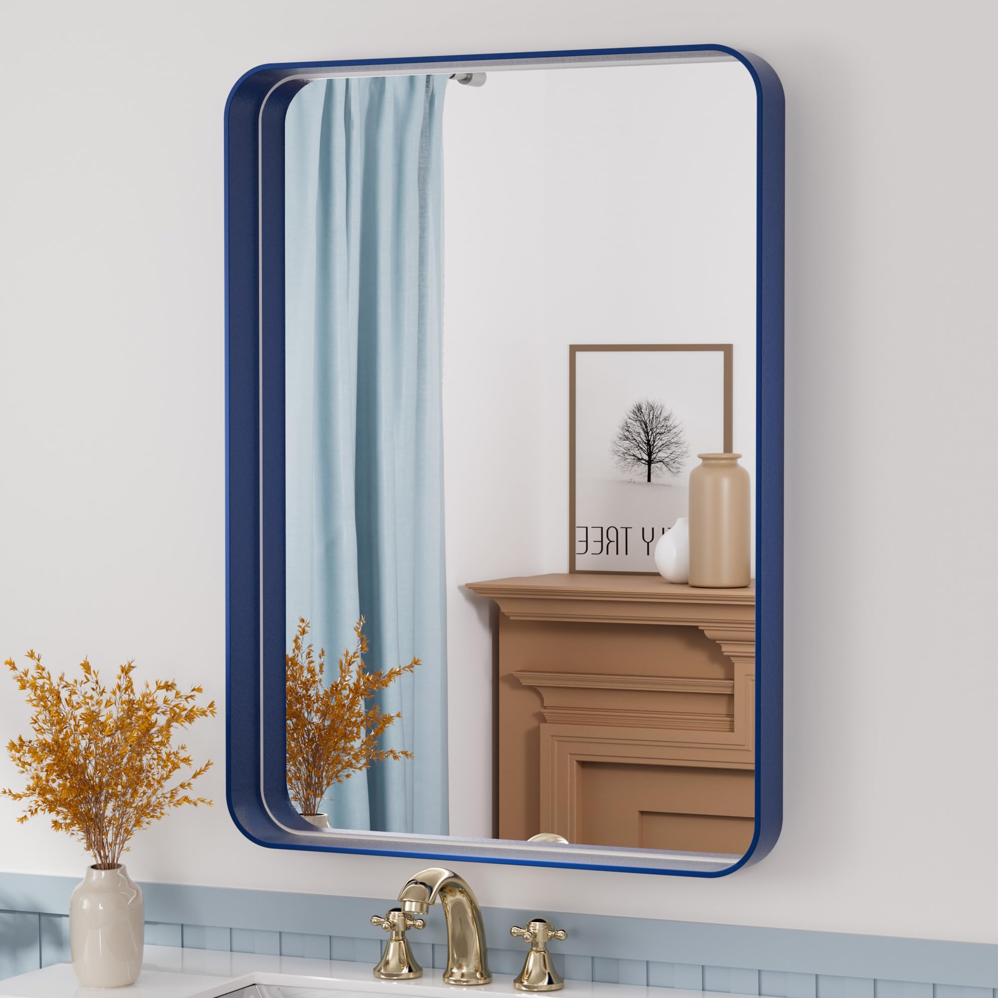 Amazon.com: TETOTE 22 x 30 Navy Blue Mirror for Bathroom