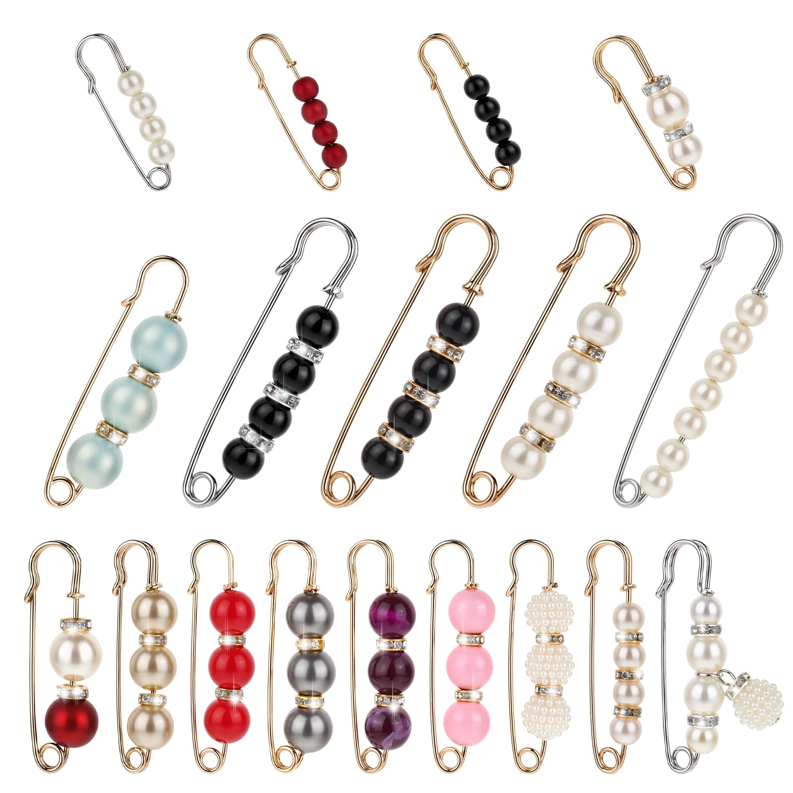 18 Piezas Broche de Perlas Pin de Seguridad, Agujas Decorativas para Ropa, Pines de Seguridad Decorativos para Mujer, Clips de Bufanda de Suéter Para Mujer, Vestidos, Faldas, Suéteres