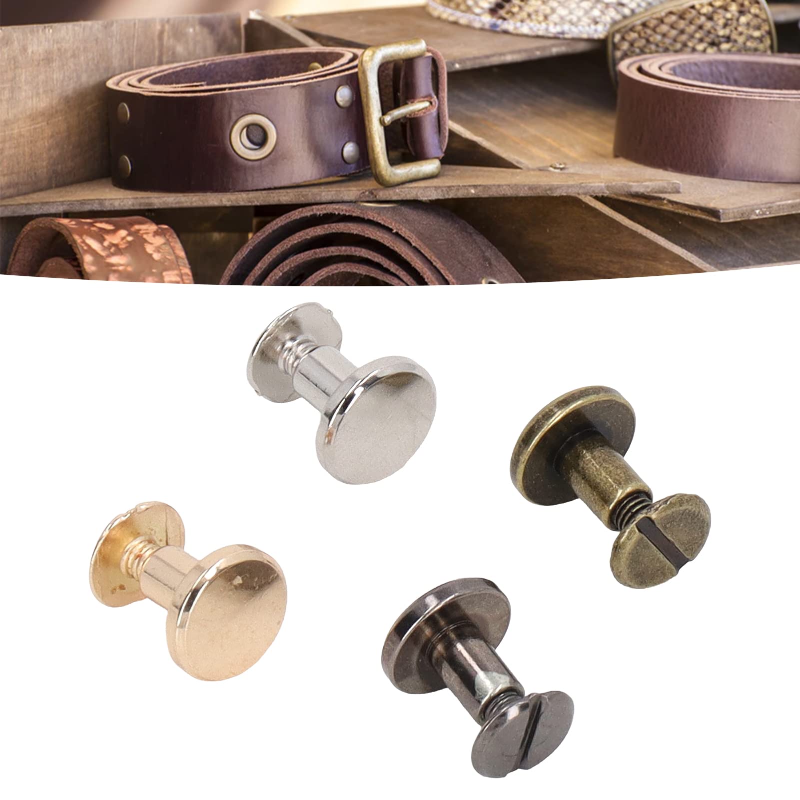 50 Rivetti Ottone Viti 8x8 Mm, DIY Pelle, Rilegatura Libri. | Leroy Merlin - Foto 5