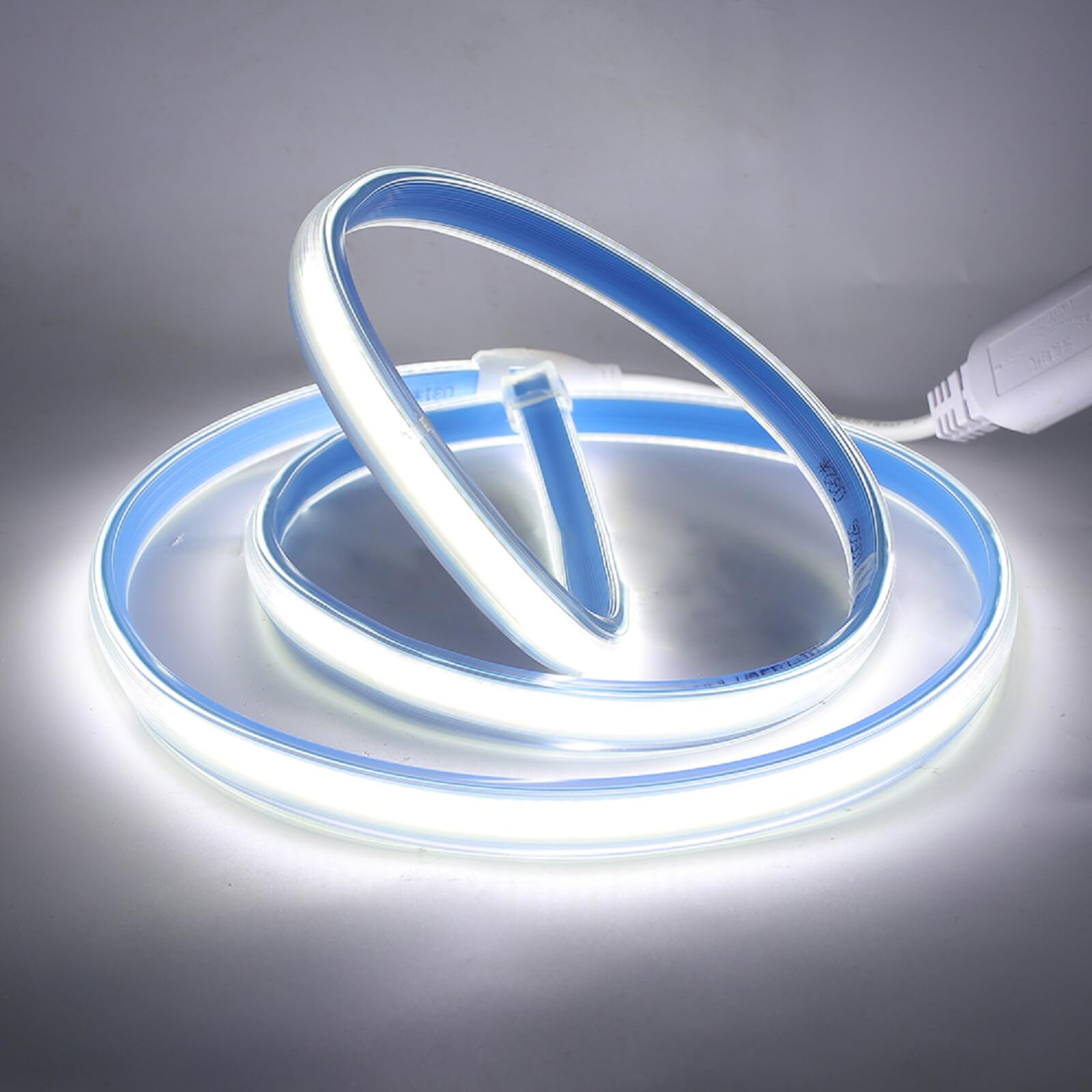 XUNATA Tira de LED COB 220V, Alto brillo 360 LED/m, IP65 Impermeable, Cada Corte de 50 cm, Luz de Cuerda Flexible (Blanco Frio, 50m)