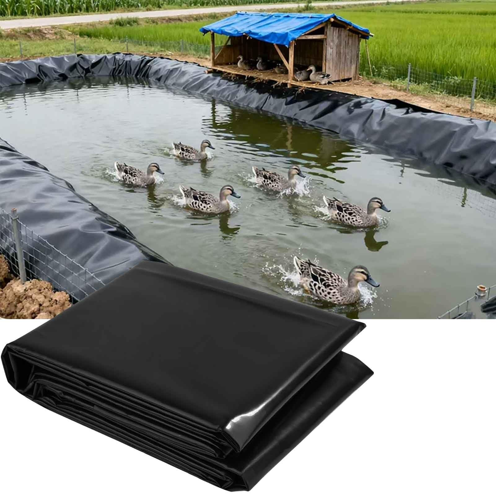 DMCHENGMA Black Reinforced Pond Liner, 5Mil Thick Heavy Duty HDPE Trap for Outdoor Fish Ponds, UV Resistant Waterproof Membrane for Outdoor Koi Ponds & Aquaculture(4x10m(13.1x32.8ft))