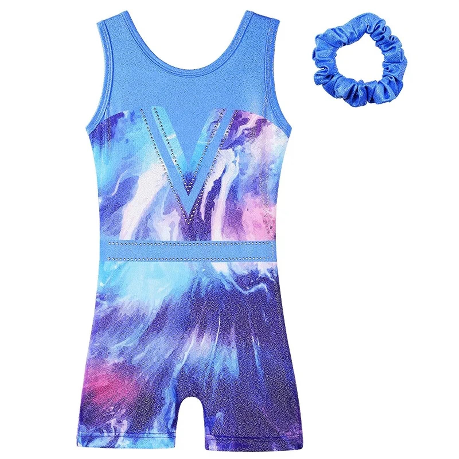 Maillot Gimnasia Ritmica Leotardo de Gimnasia sin Mangas con Diadema Ropa de Baile de Ballet Profesional con Pantalones Ropa de práctica de Bailarina