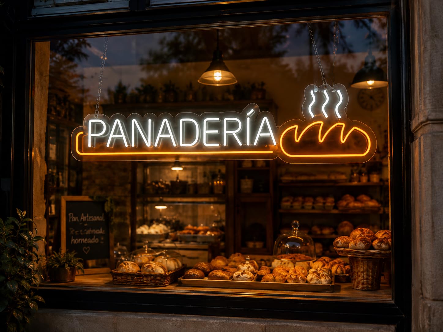 Letrero Panaderia para negocios Cartel Luminoso LED Escaparate, Decoración de Pared en Metacrilato, Luz Brillante, aproximadamente 101X22 cm alimentación 12v
