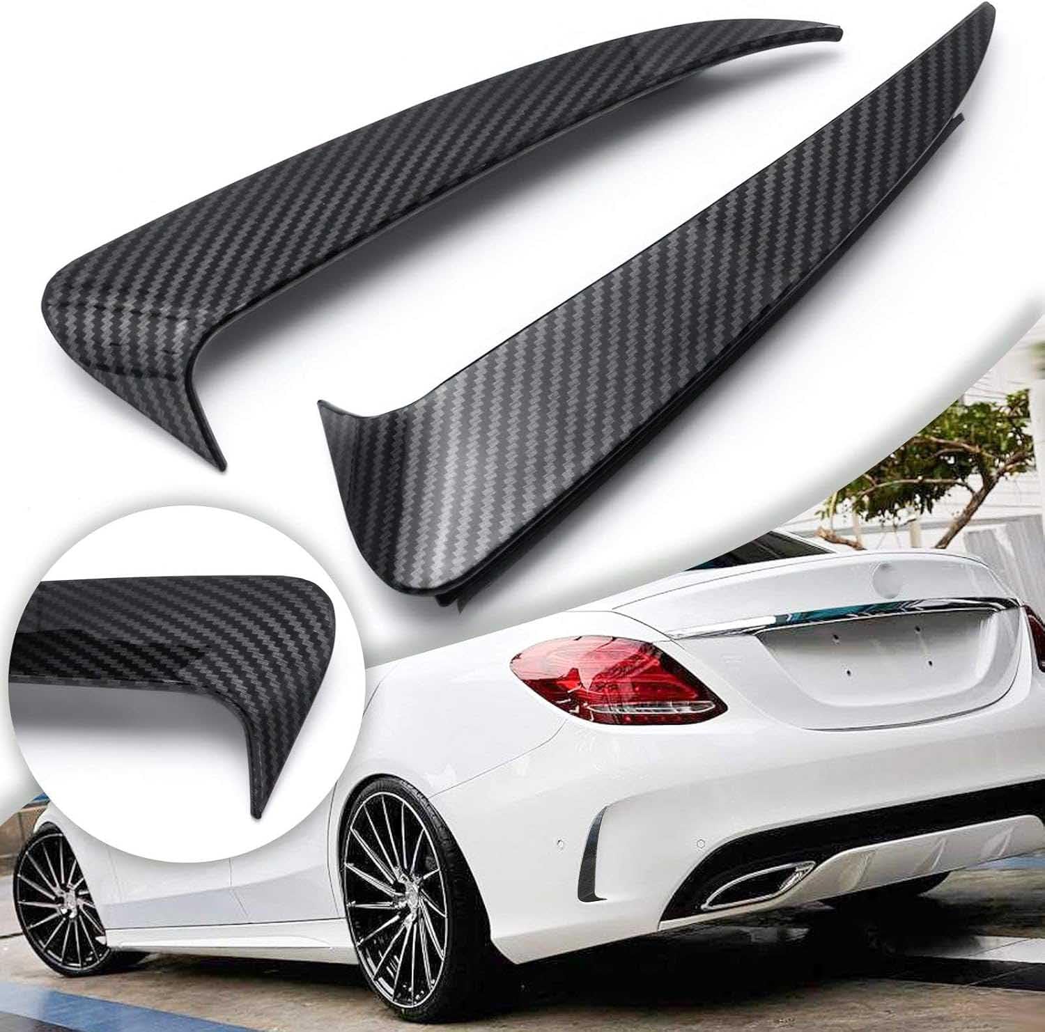 2PCS Exterior Rear Bumper Spoiler Lower Side Air Vent Frame Cover Trim Fit for Mercedes Benz C-Class W205 2015-2018 w/AMG Sport Bumper Vent, Carbon Fiber Pattern (Sedan Version)