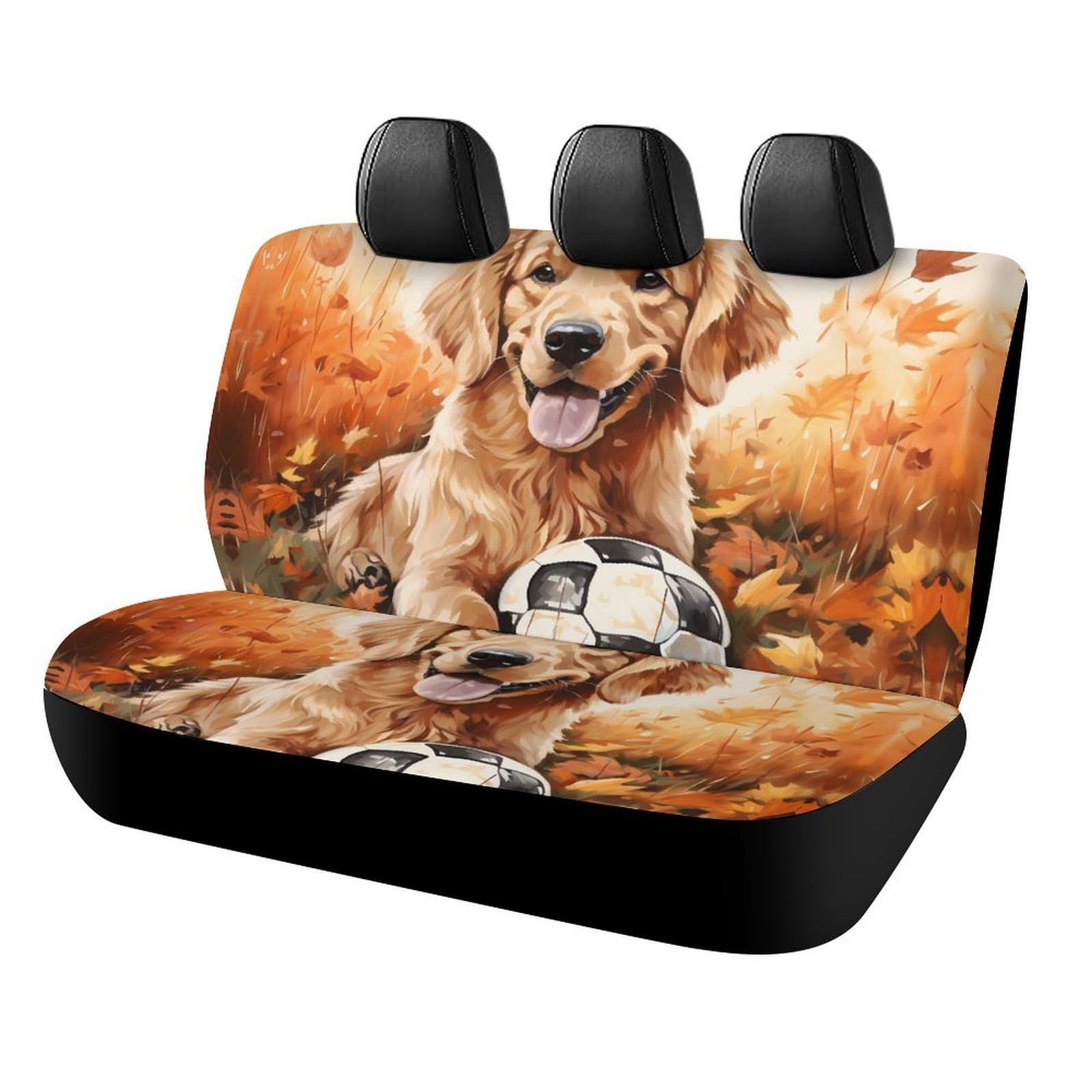 Football Golden Retriever Car Seat Cover for Back Seat Universal Fit Car Seat Protector Nonslip Rear Back Seat Cover 120x59x76cm