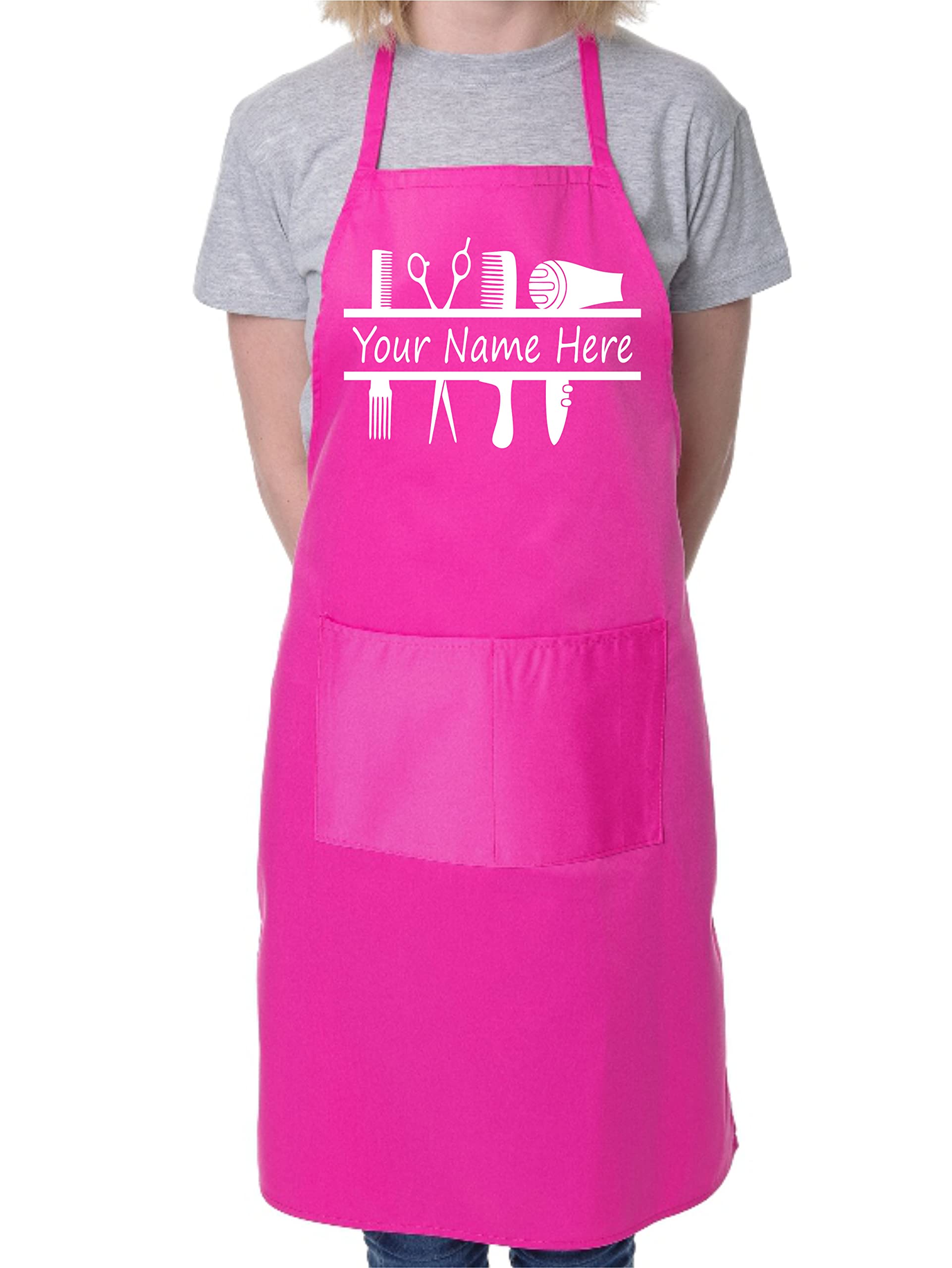 Print4U Personalised Apron Hairdresser Add Your Name or Company Here Apron Pink