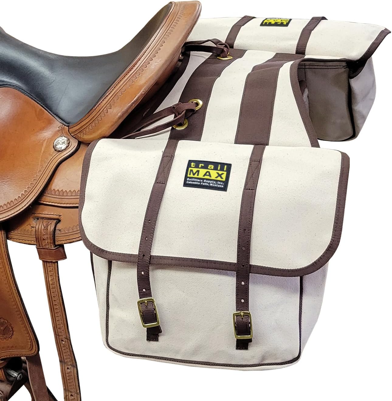 Canvas Horse Saddle Bag for Trail Riding; Rugged Cotton Canvas Saddle Bag; Durable & Weather Resistant Horse Saddle Bags; Trail Saddle Bags for Horses