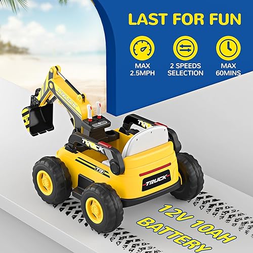 Miniatura 4 de Excavadora N9 Ride on Car con brazo de excavación totalmente eléctrico, motor de 4 x 75 W para todo terreno, batería grande de 12 V 10 AH, control