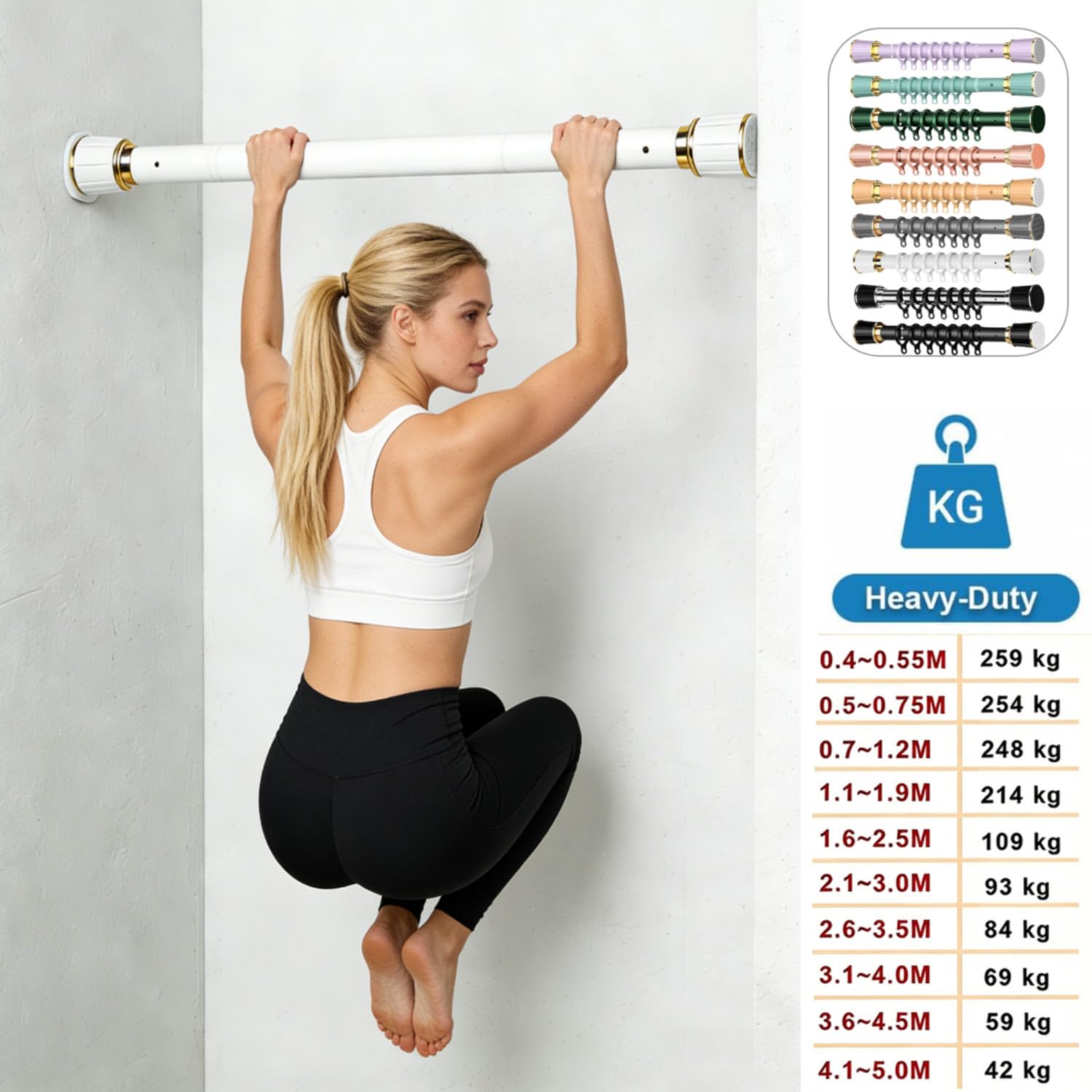 Verstellbare Spannstange, 60 cm, ohne Bohren, weiße Stange für Duschkanten, Schrank, einfache Installation und platzsparendes Design