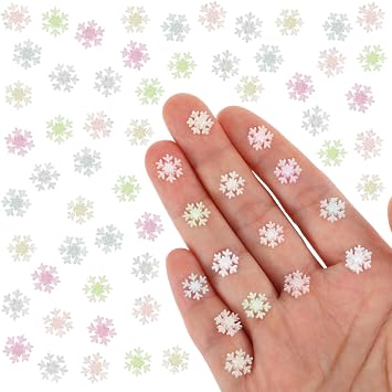 200PCS Mini Snowflake Ornament Christmas Snowflakes Mini Snowflakes for Craft Dollhouse Miniatures Tiny Snowflake Tiny Christmas for Xmas Tree DIY Winter Party Table Deco