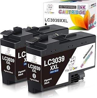 Miss Deer Compatible Ink Cartridge Pigment Replacement for Brother LC3039 XXL LC3039XXL LC3039BK MFC-J5845DW MFC-J5845DW MFC-J5945DW MFC-J6945DW MFC-J6545DW MFC-J6545DW XL (2 Black)