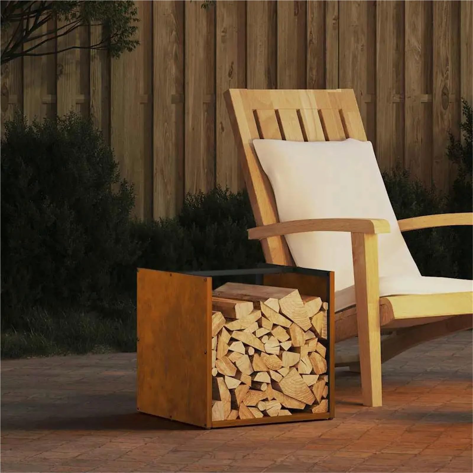 Porta legna Portalegna in acciaio resistente alle intemperie 40x40x40 cm - Soluzione for lo stoccaggio all'aperto