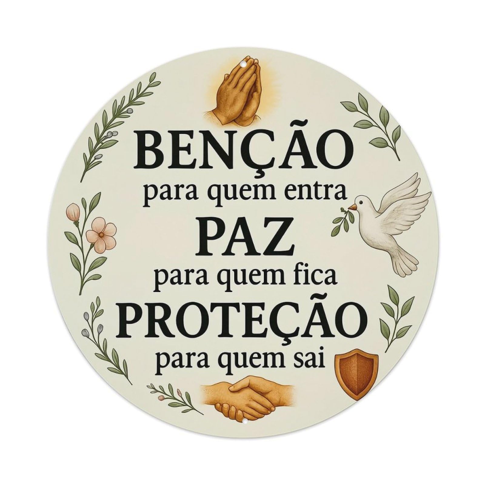 Bencão Paz Protecao Tin Sign Metal Poster Vintage Metal Signs for Home Man Cave Bar Cafe Kitchen laundry room Wall Decorations Gift 8x8Inch