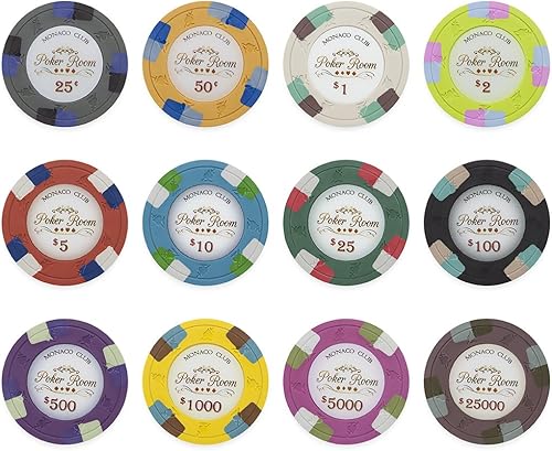 Miniatura 5 de Paquete de 50 fichas de póquer Monaco Club, compuesto de arcilla pesada de 0.48 oz