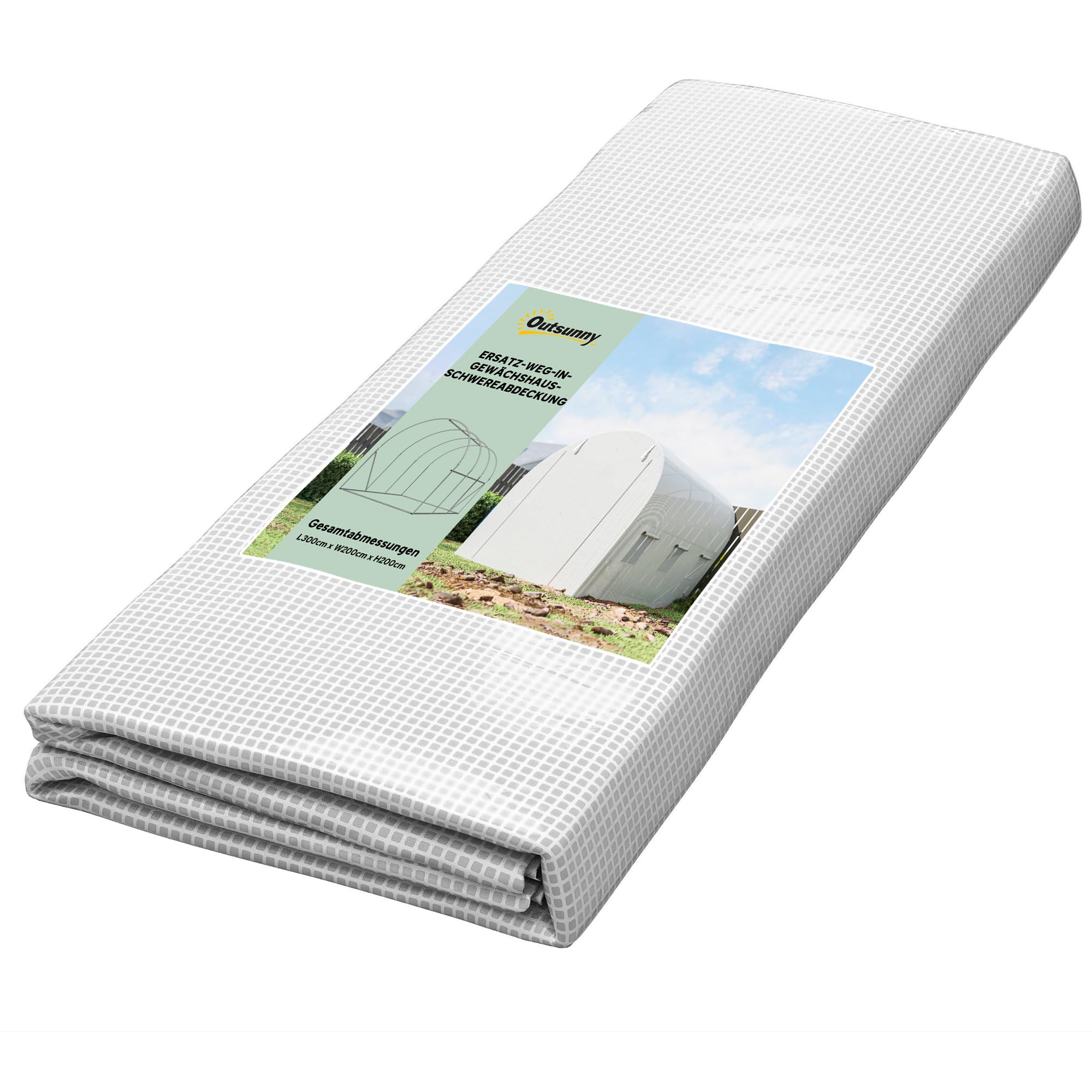 Outsunny Lámina de Polietileno 3x2x2m Lámina de Recambio con 6 Ventanas para túneles de jardín Lámina de Invernadero Lámina de jardín de Polietileno Lámina de Invernadero Blanco