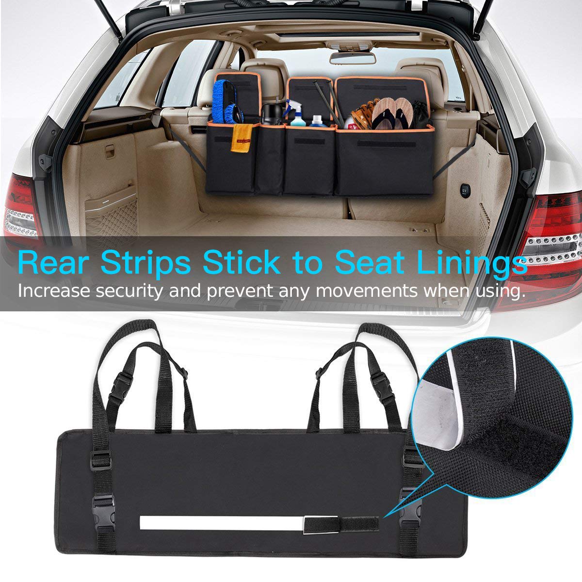 Siivton Backseat Trunk Organizer, Space Saving Car Trunk Organizer with