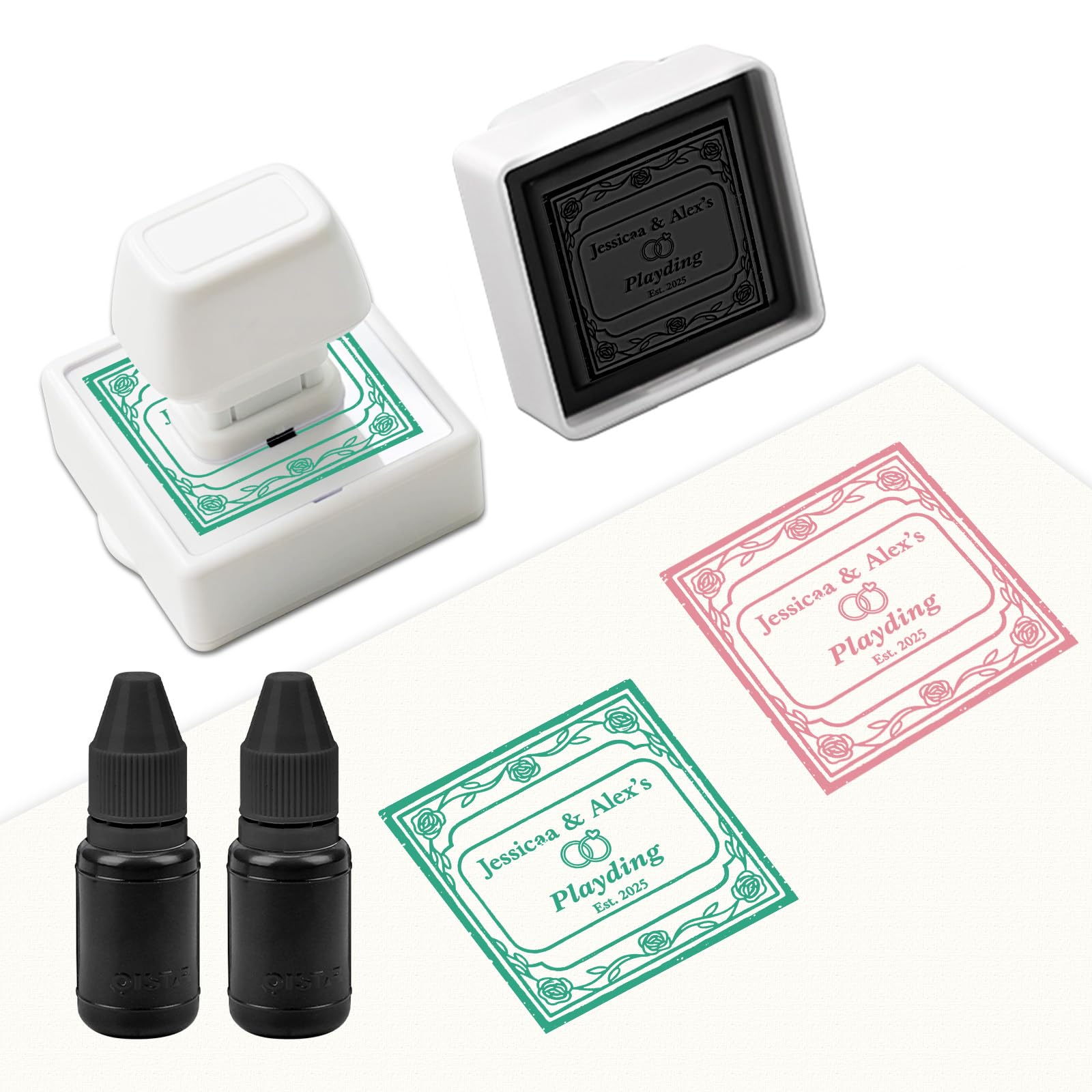 Xstzr Square Custom Self-Inking Stamp – Personalised Logo & Text – Clear & Crisp Impression – Business Rubber Stamp For Office Or Personal Use (Square)