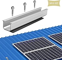 Vista 5 de Anbte 6 rieles de montaje de panel solar de 7.87 pulgadas, soportes de montaje de panel solar de aluminio que incluyen tornillos M5.0.197 x 1.181 in