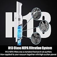 Vista 2 de Handheld Vacuum Cordless, Lightweight 1.4lb with Powerful Suction, Charging Dock, Single Touch Empty and Detachable Dust Cup (Creamy White)