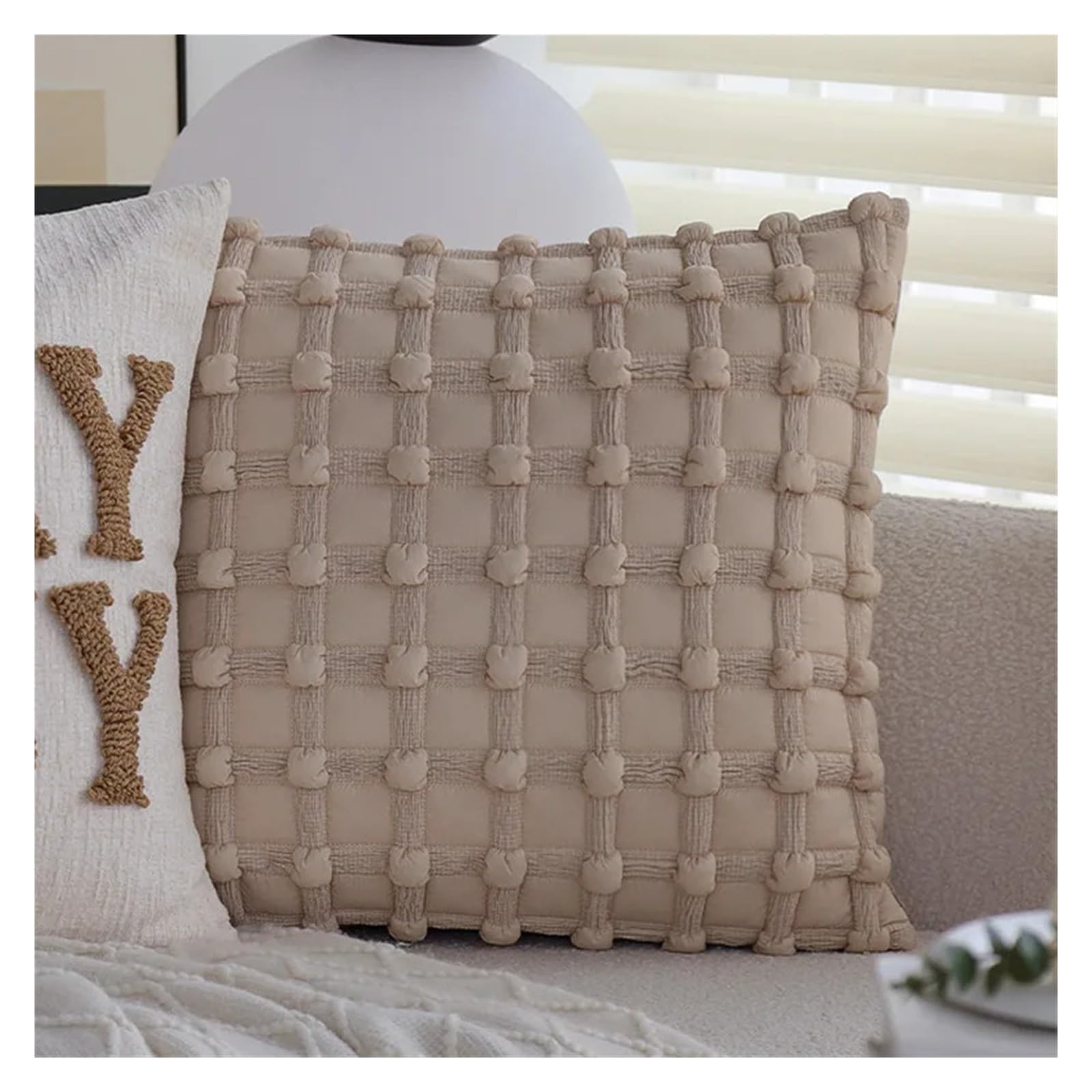 IUVYTA Chenille Pillow Covers Soft Embroidered Throw Pillow Covers Decorative Cozy Chenille Cushion Cases for Couch Sofa(Color4)