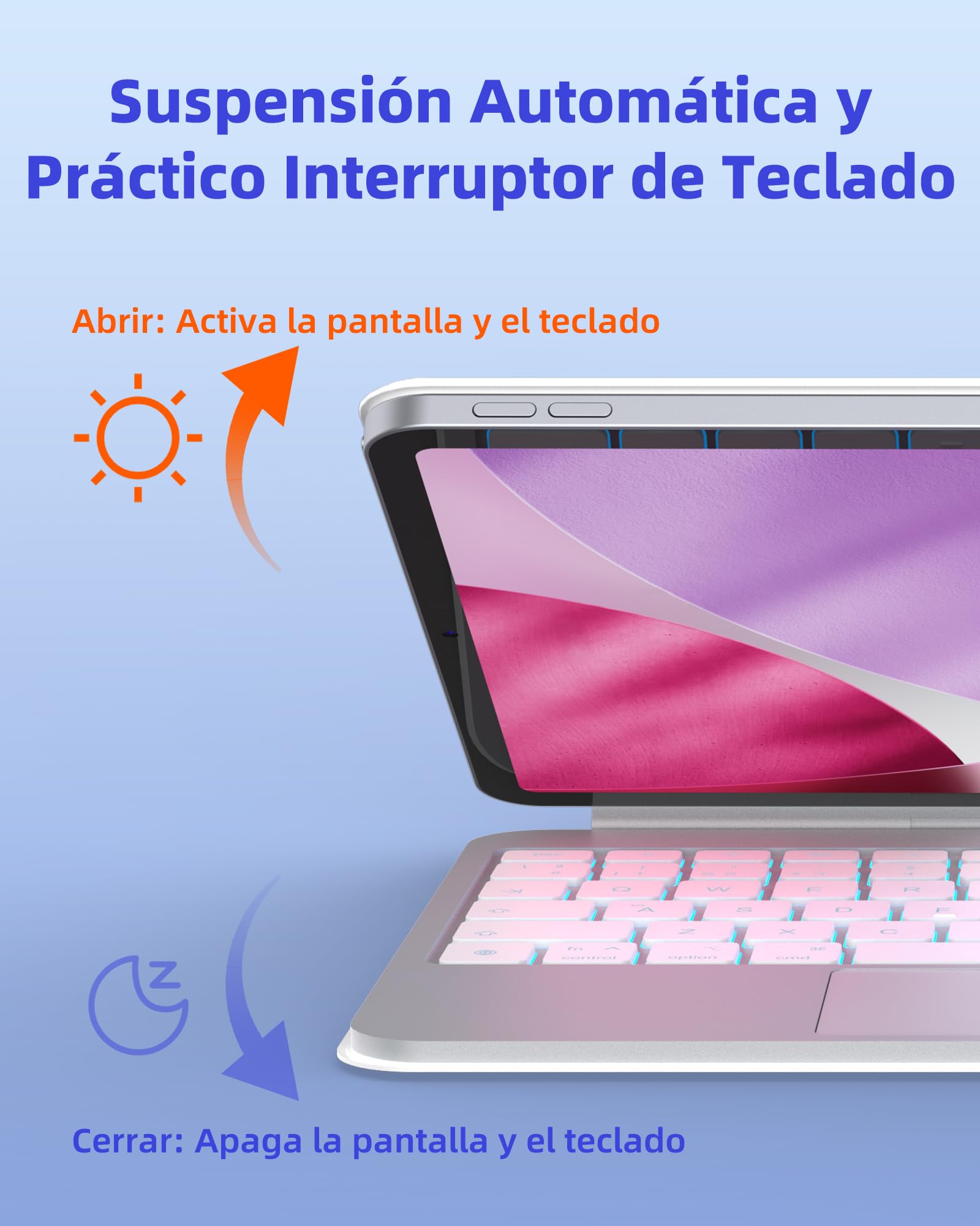 Bettdow Teclado para iPad Air 11" M4 2026/M3 2025/M2 2024, Español Ñ Ligera de Aleación de Aluminio Magnético Flotante Diseño Teclado con Trackpad para Air 5ª/4ª 10,9"/iPad Pro 11" 4ª/3ª/2ª/1ª,Blanco