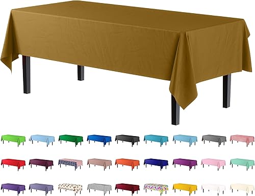 Miniatura 47 de Party Solids Paquete de 4 manteles de plástico color cereza, 54 x 108 pulgadas, mantel desechable para fiestas y pícnics Cereza,Puntos negros y