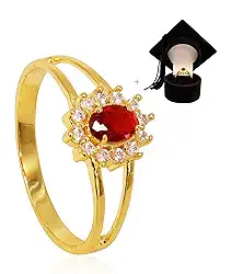 Anel de Formatura Feminino De Moeda Antiga Banhado A Ouro Com Capelo - Direito