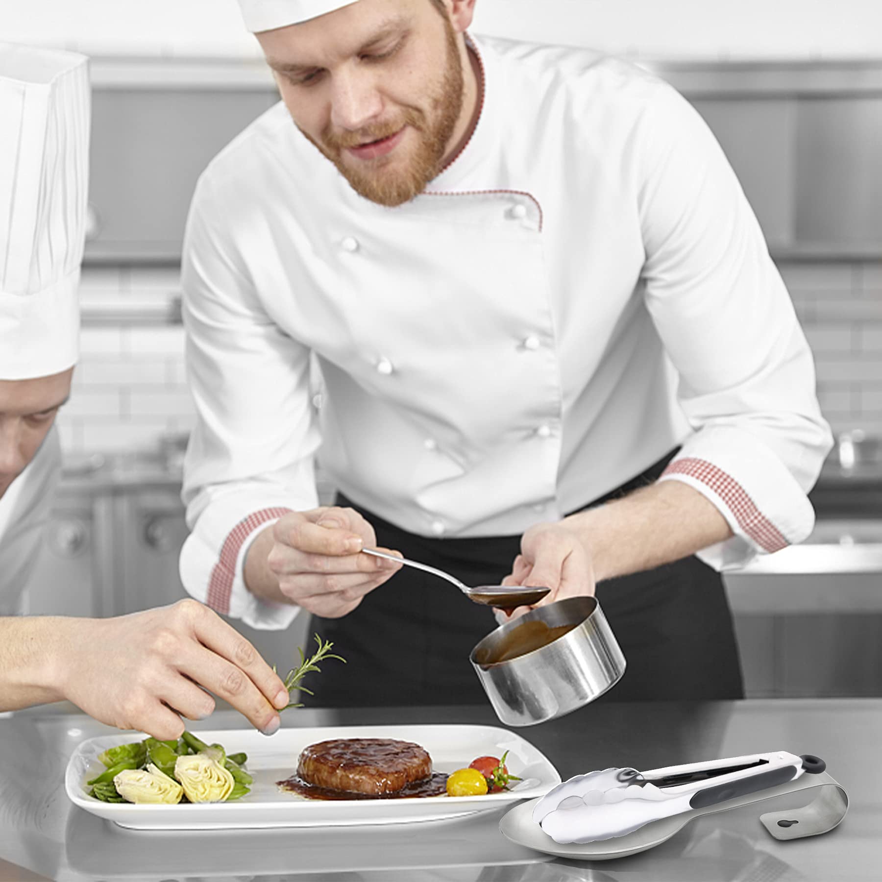 Repose-Cuillère Élégant En Acier Inoxydable VALICLUD - Support De Cuisine à Compartiments Pour Cuillères, Spatules Et Ustensiles Sur Comptoir Et Cuisinière