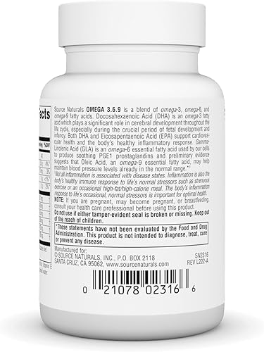 Miniatura 8 de Source Naturals Omega 3-6-9, Complejo de ácidos grasos esenciales para la salud cardíaca y cerebral - 120 cápsulas blandas