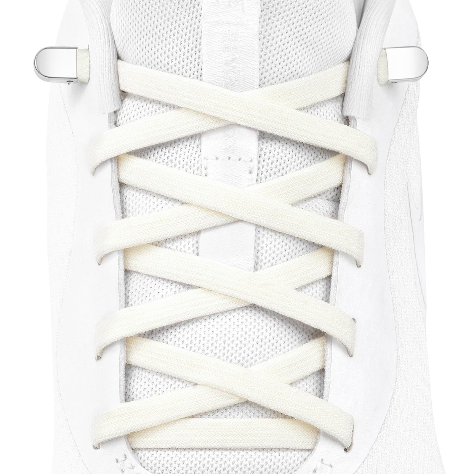 Stepace 2 Paar Elastische Schnürsenkel ohne Binden - 6mm Flache Gummibänder mit Kapselverschluss, Schnellschnürsystem für Sneaker & Sportschuhe, No Tie Laces Kinder Erwachsene Cremeweiß 120