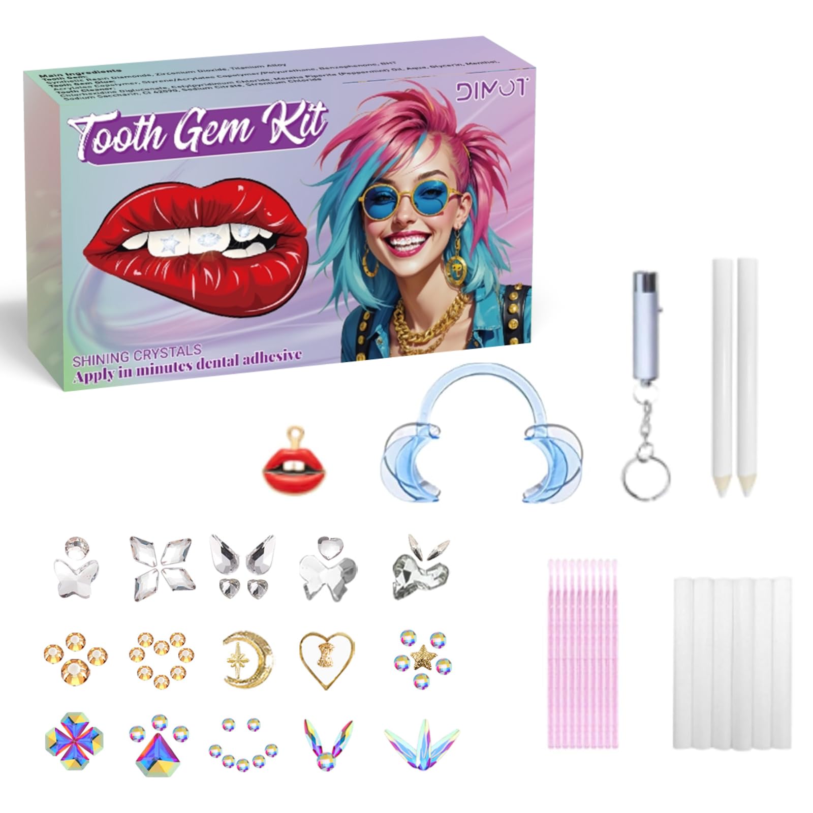 DIY Tooth Gem Kit with Sparkling Crystals - 140Pcs Teeth Jewelry Starter Kit