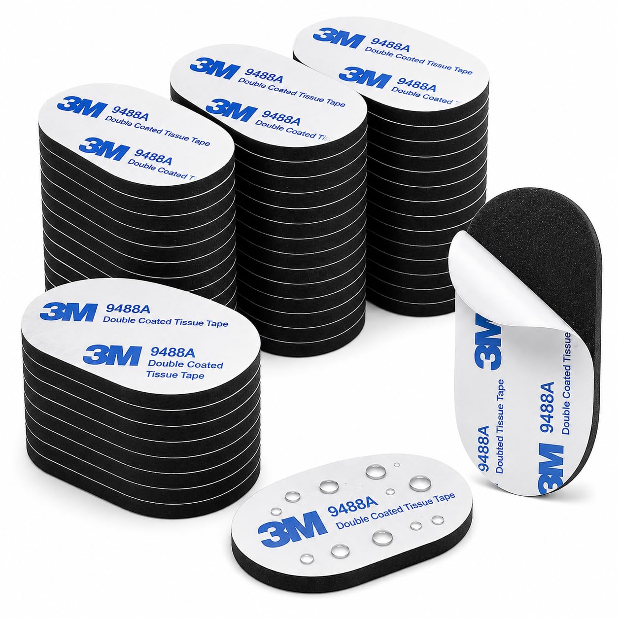 ODLY 60 Pcs Double Sided Sticky Pads - Oval Shape, 3mm Thick Foam Adhesive Pads, Heavy Duty Waterproof Mounting Tape for Home & DIY Use