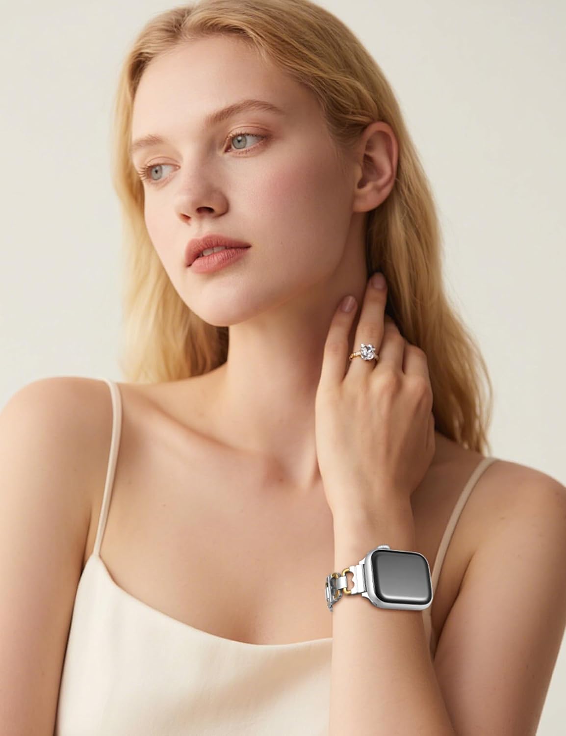 Wearlizer Compatible with Apple Watch Band 42/46/38/40/41/44/45/49mm Women, Dressy Pretty Stainless Steel Metal Strap Fancy Designer Link Bracelet for iWatch Series 11 10 9 8 7 6 5 4 3 SE/Ultra 3 2 1 - Image 6