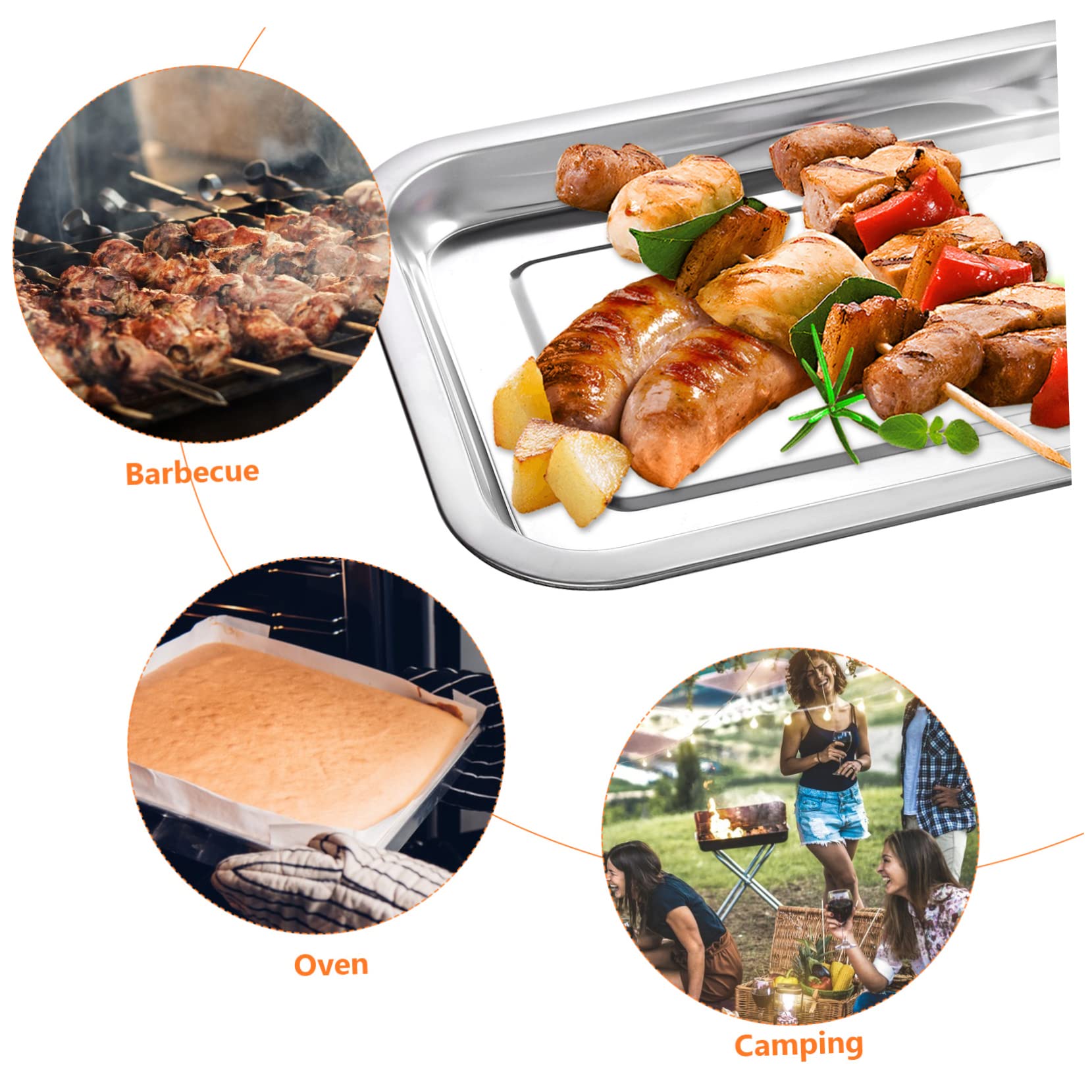 10 Stück Silberne Backbleche aus 201 Edelstahl Antihaftbeschichtet und Wiederverwendbar 0,6mm für Backofen Grill und Picknick
