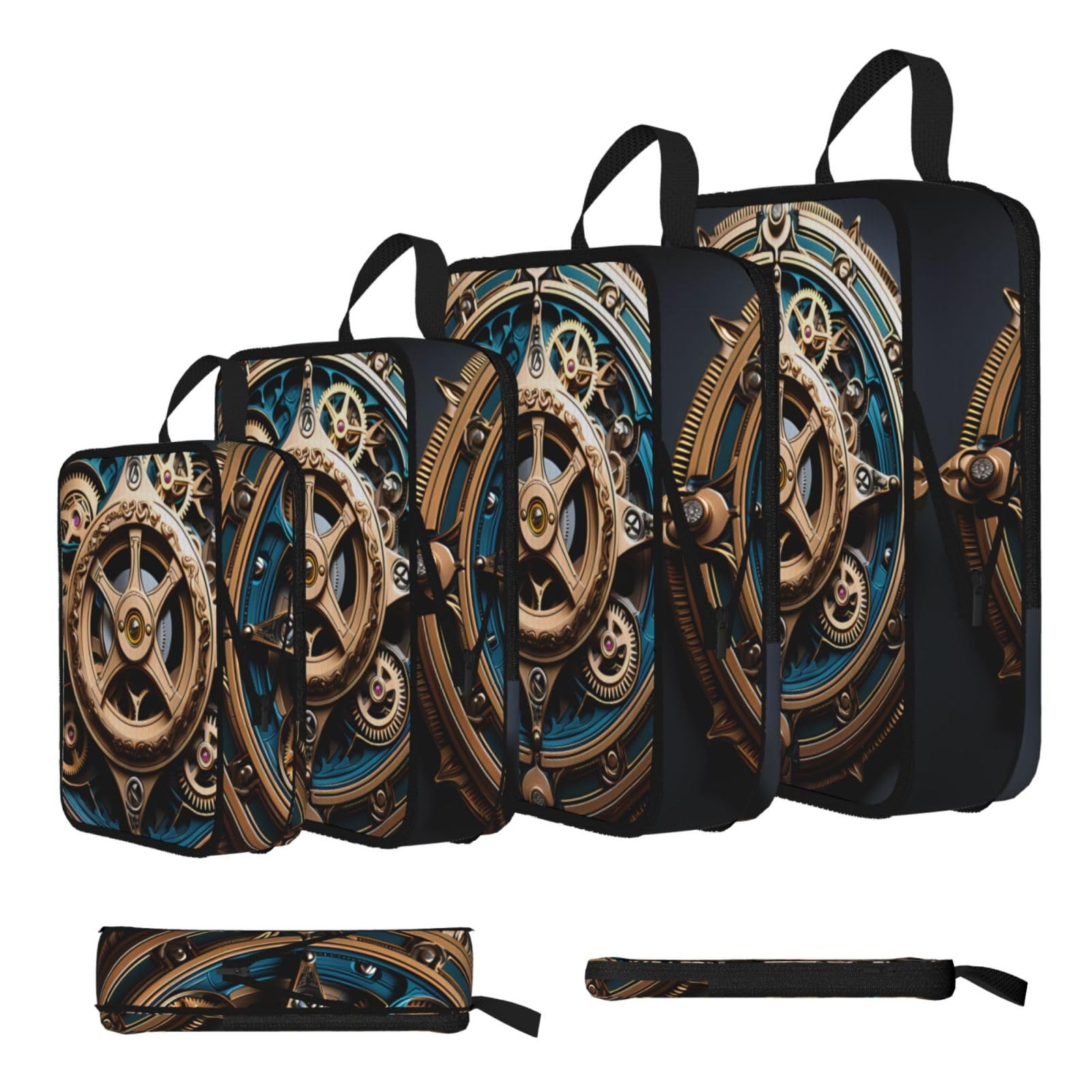 Cool Steampunk Gears Compression Packing Cubes 4 Piece Set