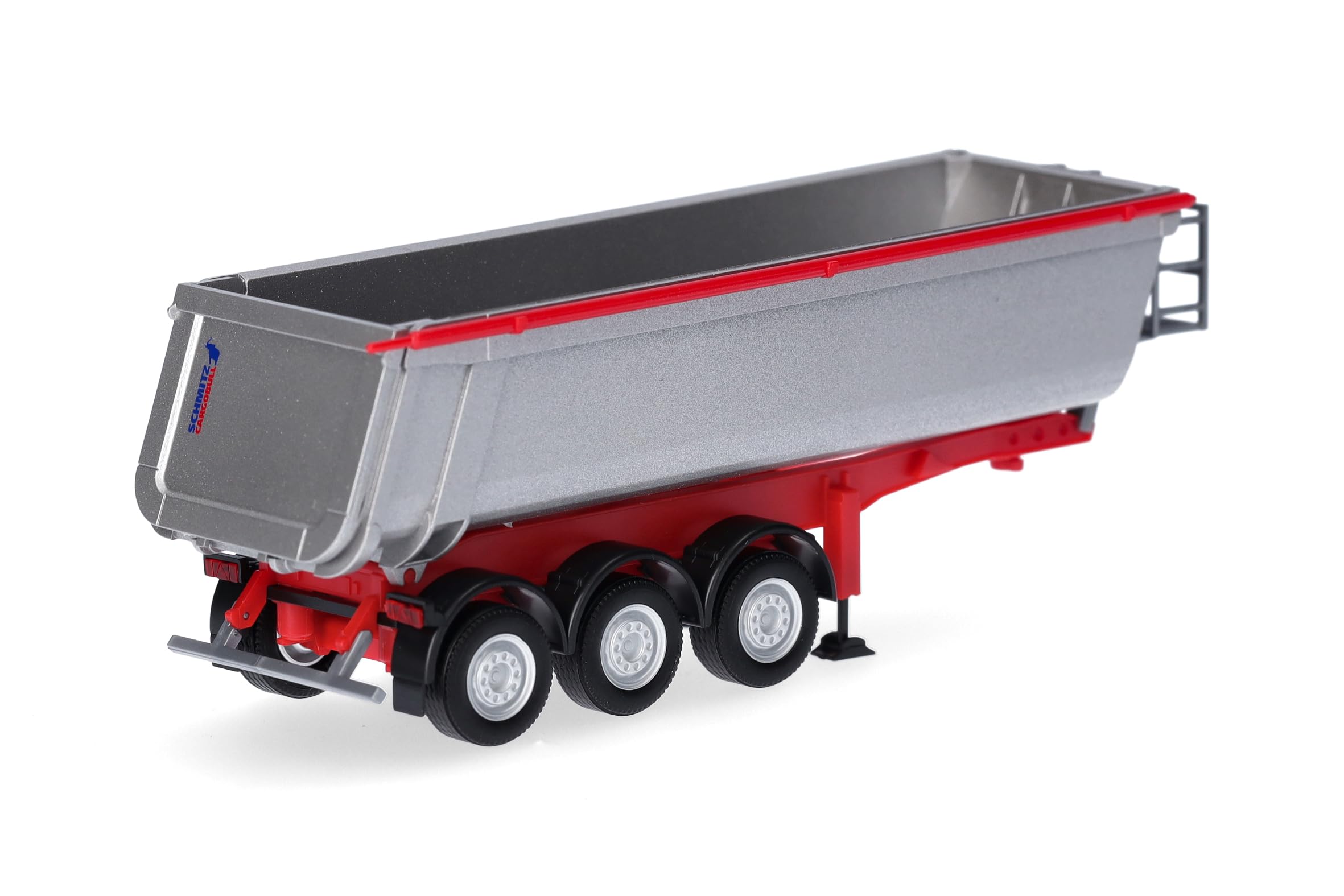 Herpa LKW Modell Schmitz Cargobull Kippsattelauflieger mit Stahlmulde, silbermetallic, Miniatur im Maßstab 1:87, Sammlerstück, Made in Germany, Kunststoff