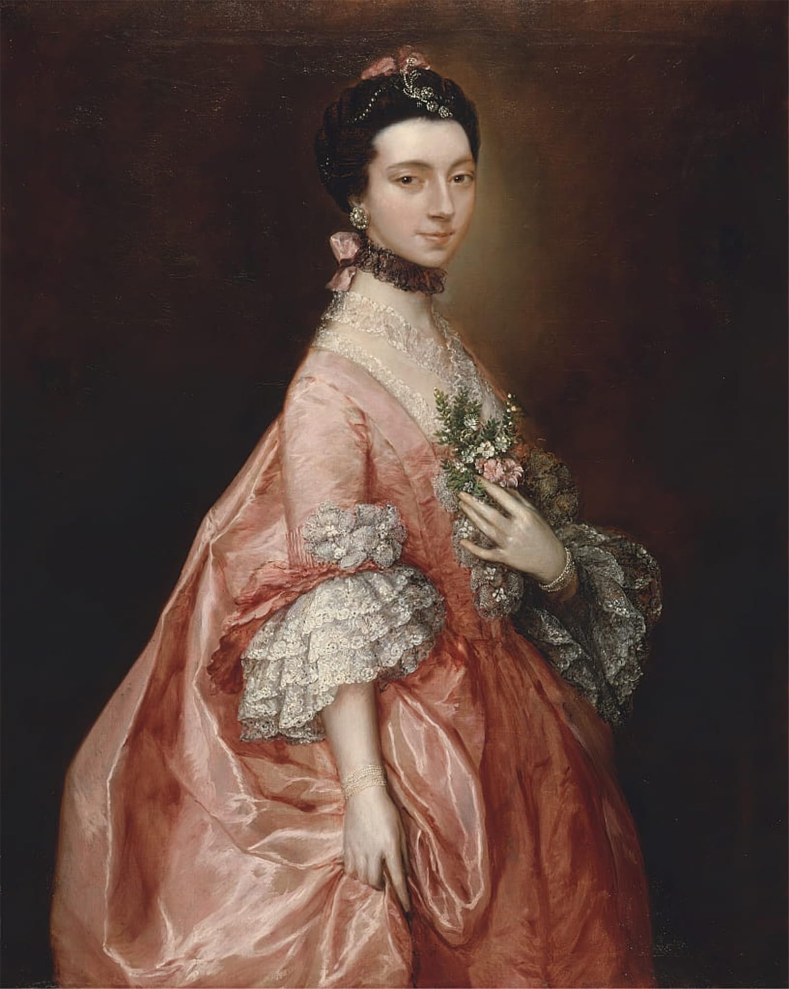 POSTERIIk Vintage Classic Picture Landscape Artwork Mary Little Later Lady Carr by Gainsborough Portrait Canvas Painting for Office Home Decor 60x90cm