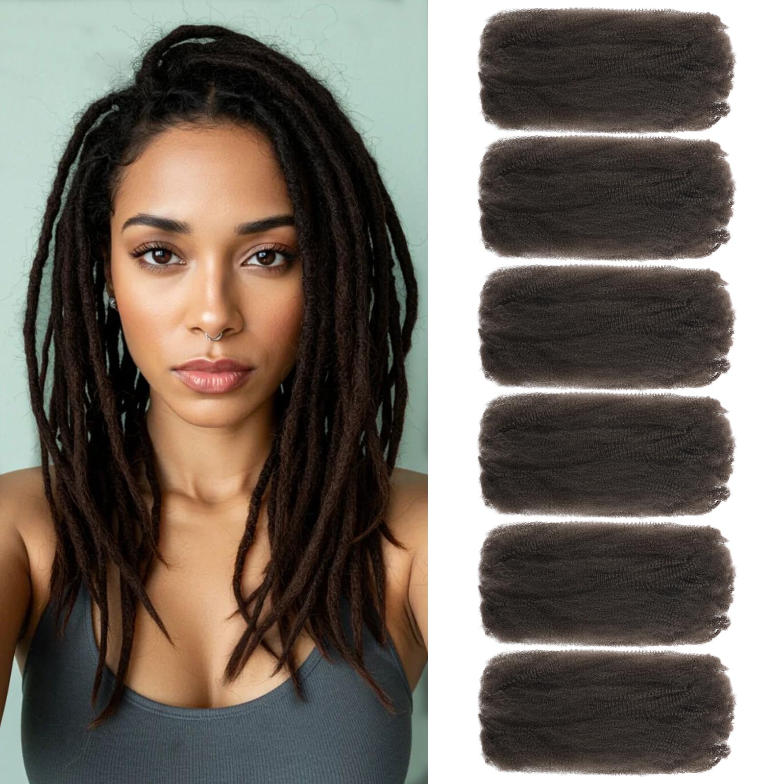TOOPBIUTI Afro Kinky Bulk Hair 12 Inch Spring Twist Braiding Hair Bulk Locs Dreadlock Extensions Afro Kinky Curly Crochet Braid Hair (4#