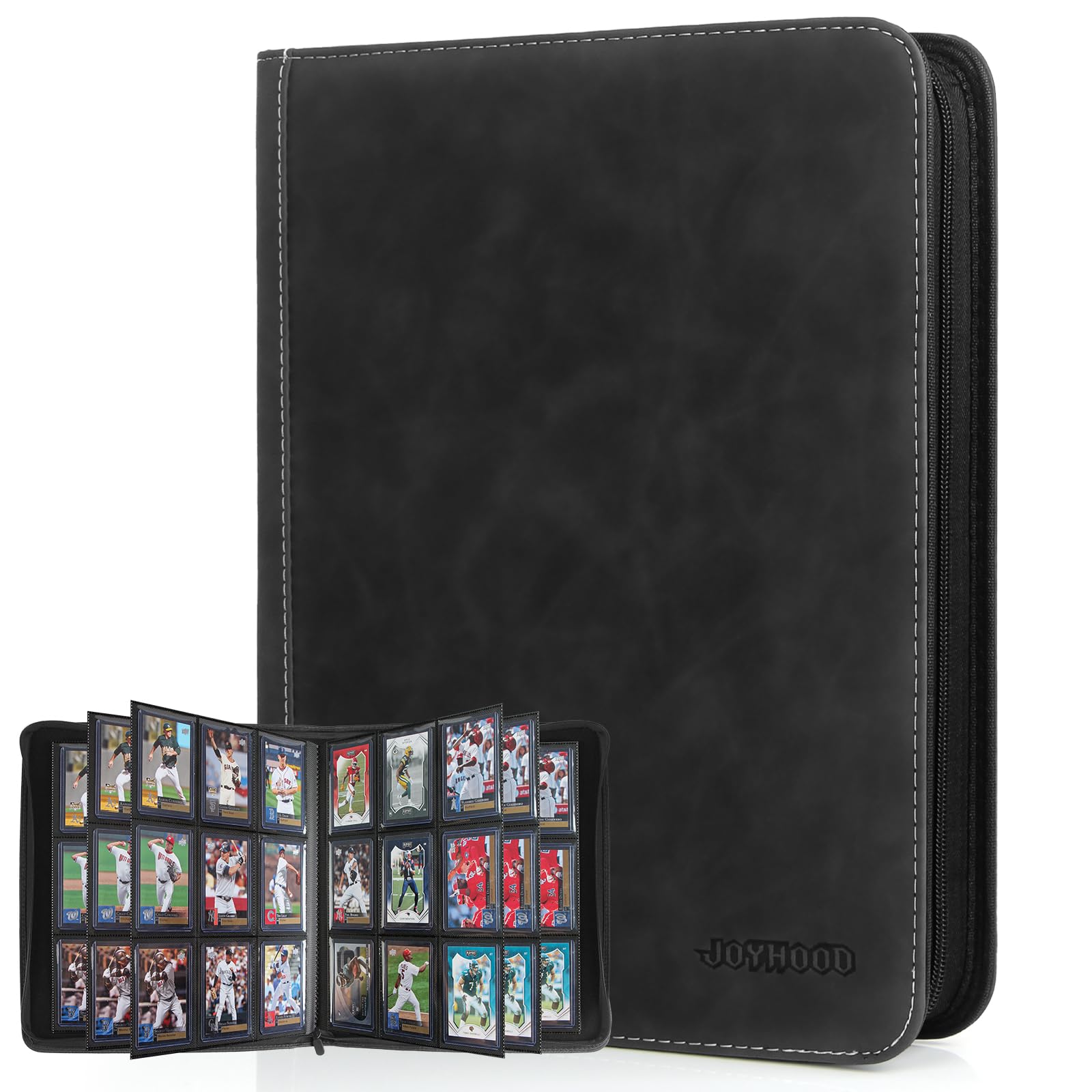 JoyHood Top Loader Binder, Holds 252 Top Loaders, 9 Slot Trading Cards Collection Binder with Sleeves, Top Loader Storage Holder for Sports Card, Black