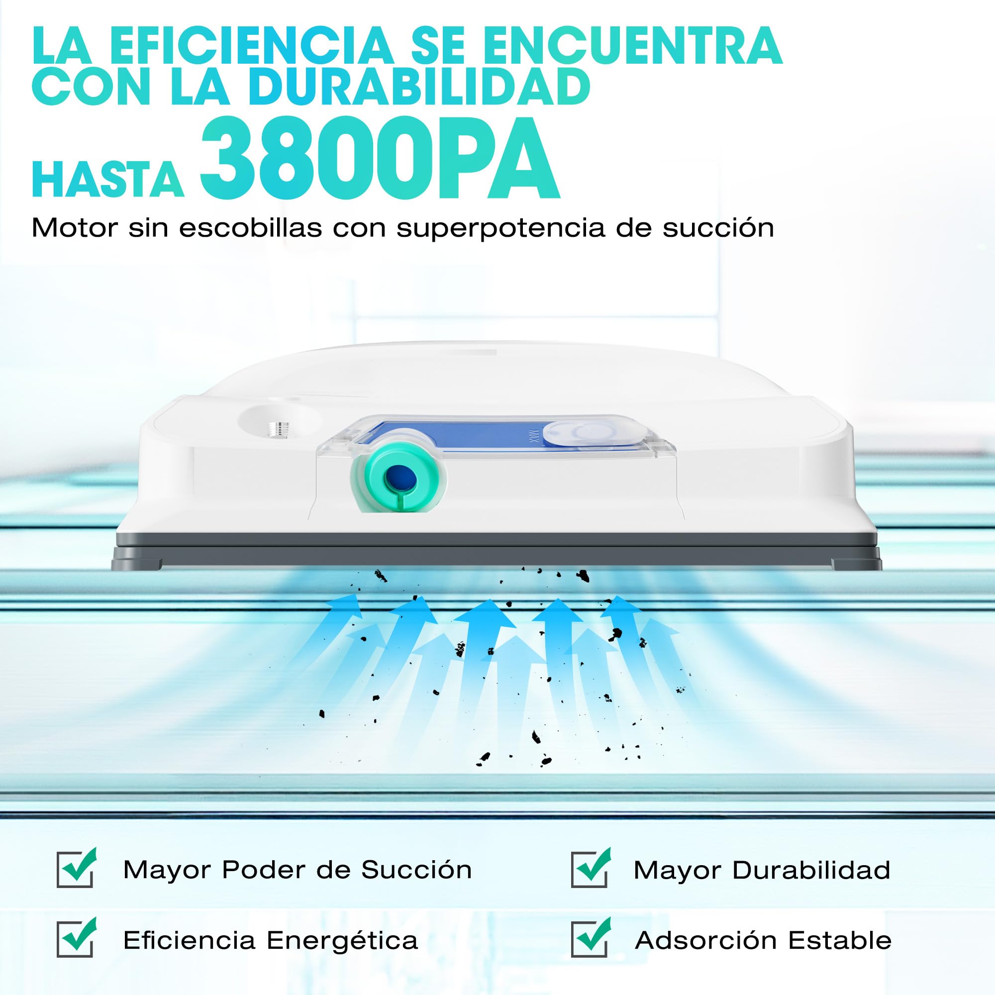 HAUSHOF Robot Limpiacristales Eléctrico 3800 Pa, Robot Limpia Cristales Ventanas | con Sistema de Pulverización Bidireccional, Navegación Inteligente, Seguridad Anticaídas, Mando, Sin Zonas Muertas