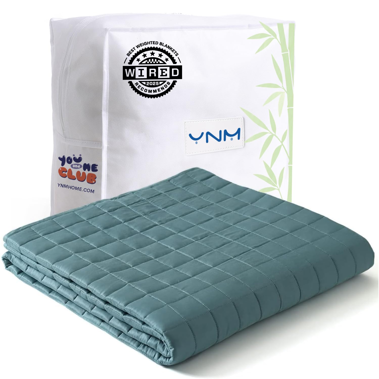YnM Cooling Weighted Blanket for Adults, 15lbs Heavy Bed Throw for One Person of 140lbs, Perfect for Hot Sleepers or Warm Climates with Rayon/Glass Beads(60x80 Inches, Queen Bed, Sea Grass)