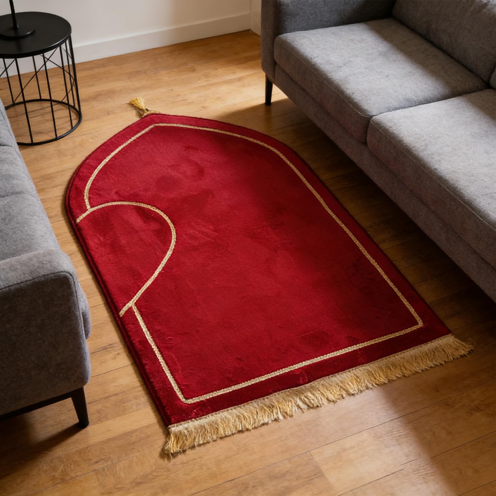 Lot de 2 tapis de prière musulmanes en flanelle épaisse avec motif demi-cœur pour couple