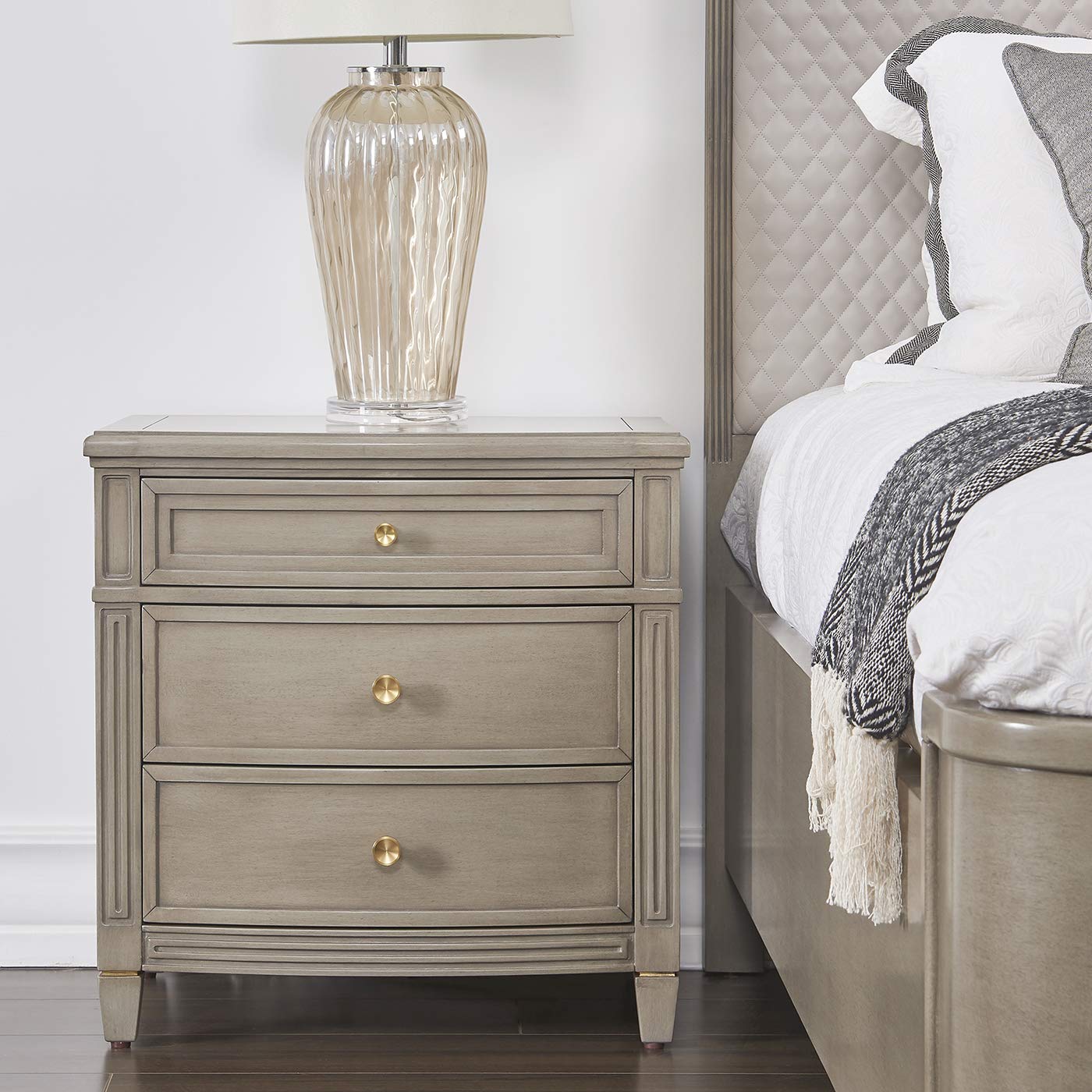 Jennifer Taylor Home JTH Luxe Troy Gold Accent End Table, Grey Cashmere Wood