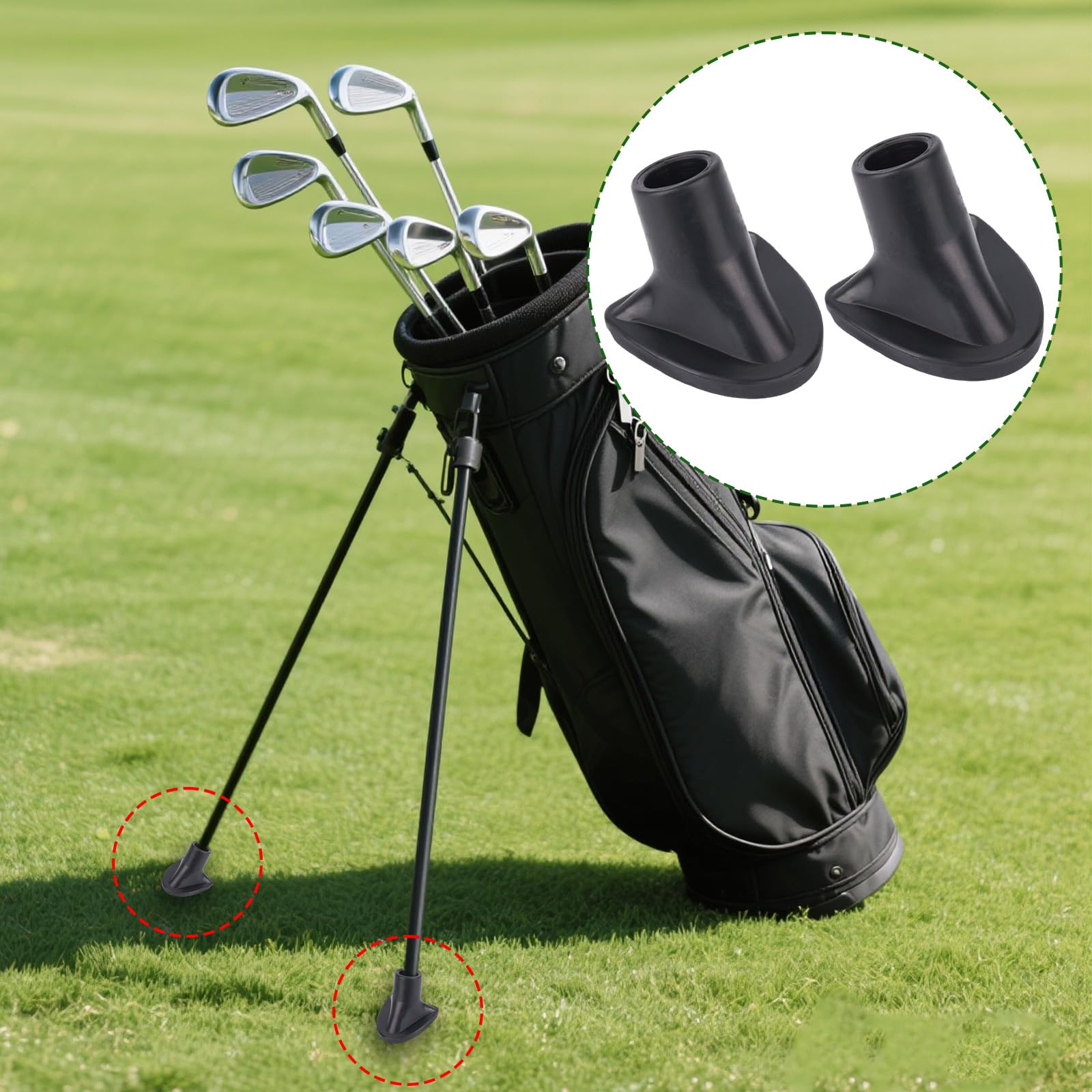Penitue 2pz Supporti Sacche da Golf, Piedini di Ricambio in Silicone per Supporti per Sacche da Golf Presa Forte Facile Installare Accessori Durevoli