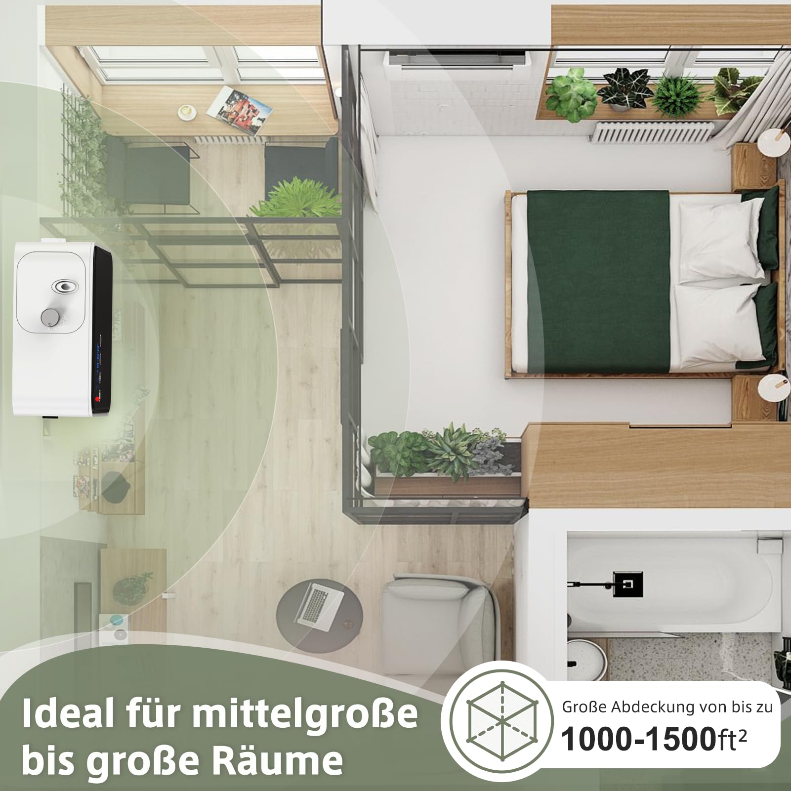 Difusor de aroma para aceites aromáticos, HOTOIQ Smart Scent Air Machine con tecnología de niebla para el hogar, difusor de aromaterapia Bluetooth, adecuado para vestíbulo de hotel, pasillo (negro)