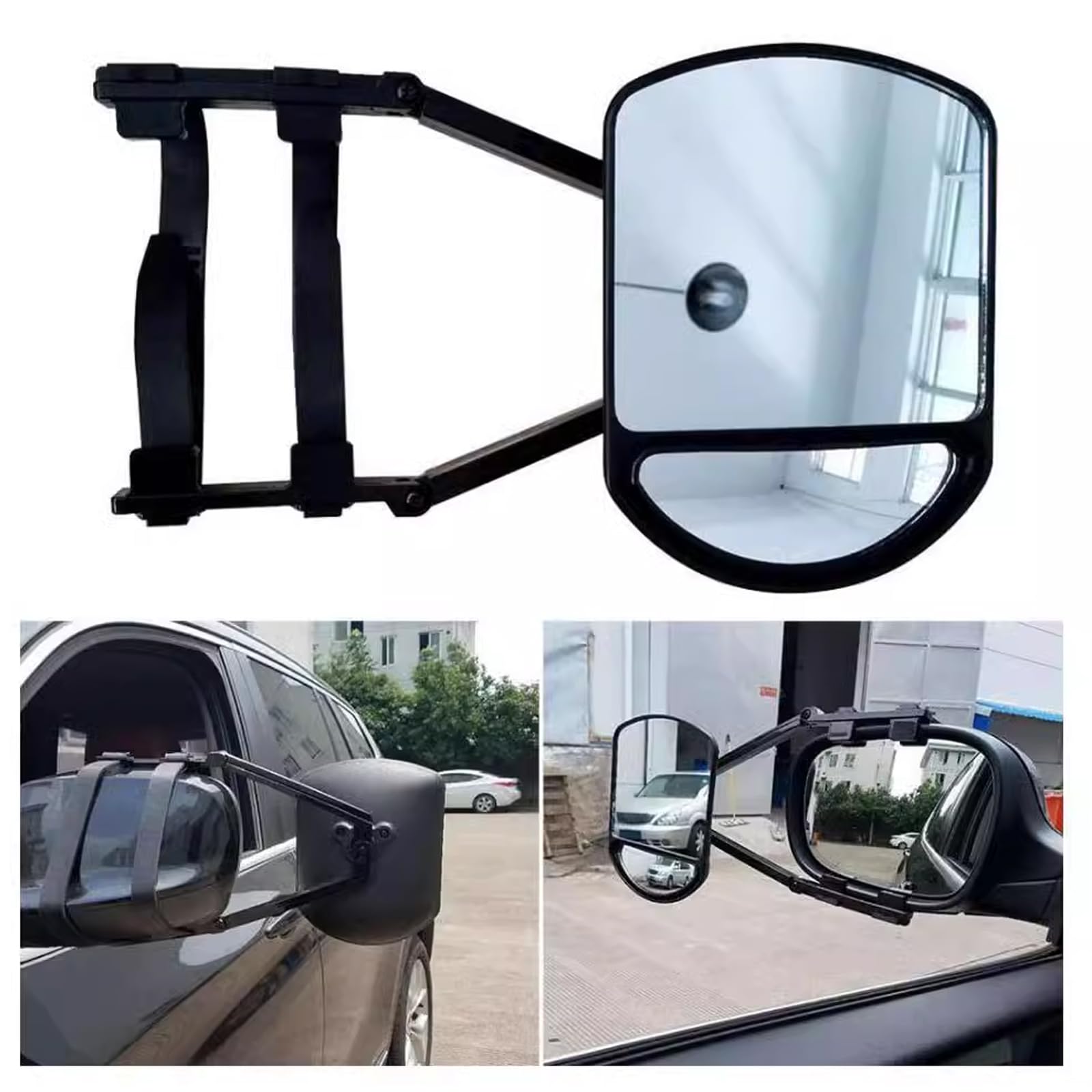 VOBOR 2Pcs Espejos Caravana Coche, Espejo para Remolque de Automóvil, Espejos Retrovisores Universales de Extensión Negra para remolques caravanas campamentos